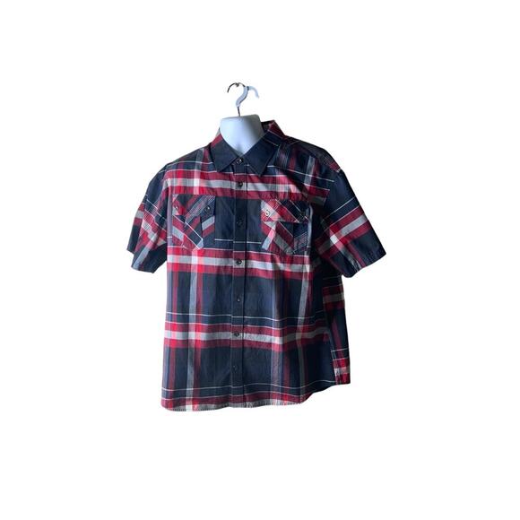 Miskeen Originals Shirt Men's XL Button Up Pockets Multicolor Plaid Short Sleeve - Picture 5 of 10